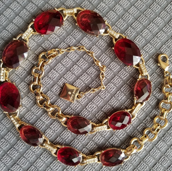 Anne Klein Costume Jewelry Necklace - Red and Gold - Picture 3 of 6